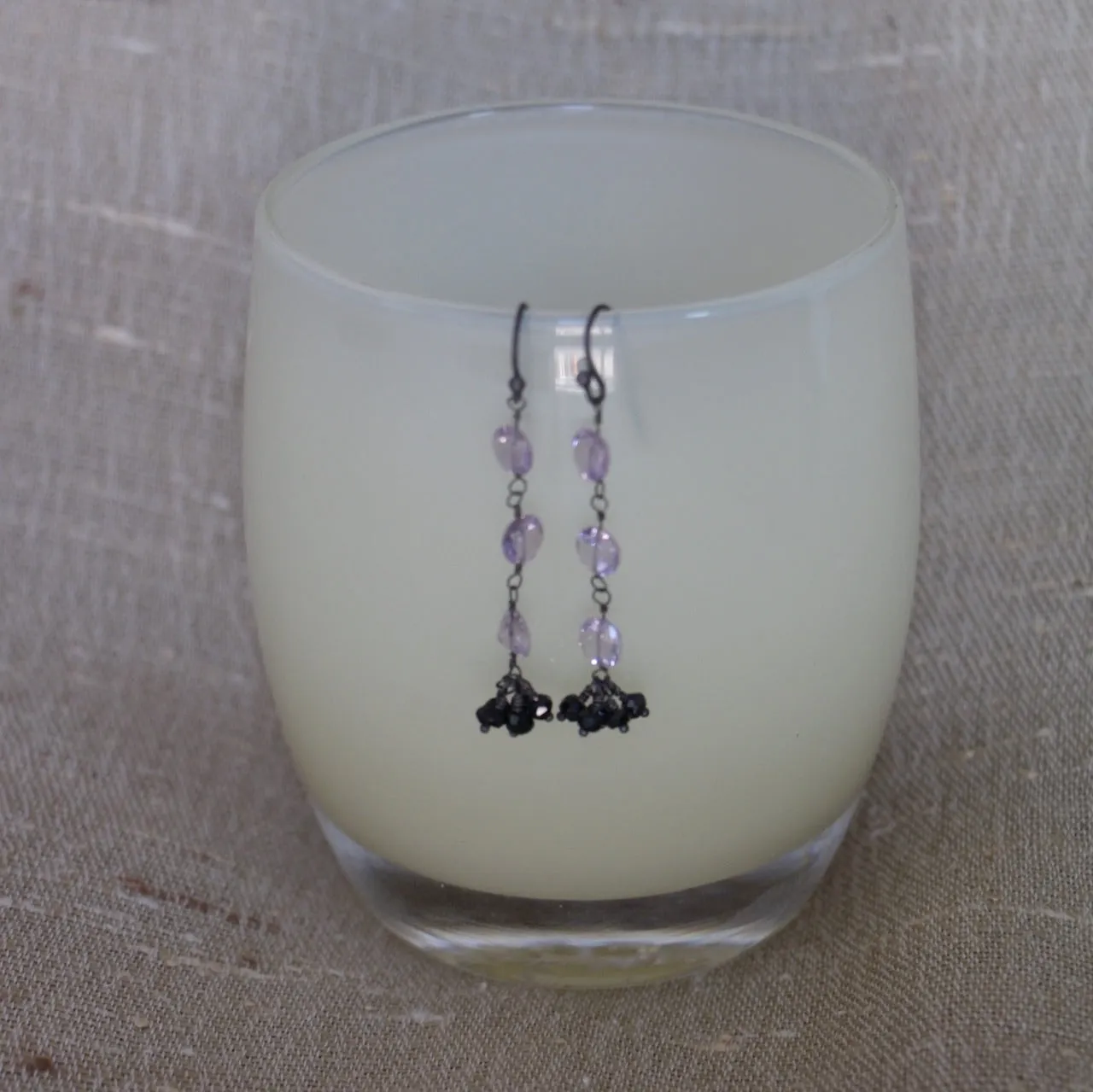 Amethyst with Black Garnet Earrings