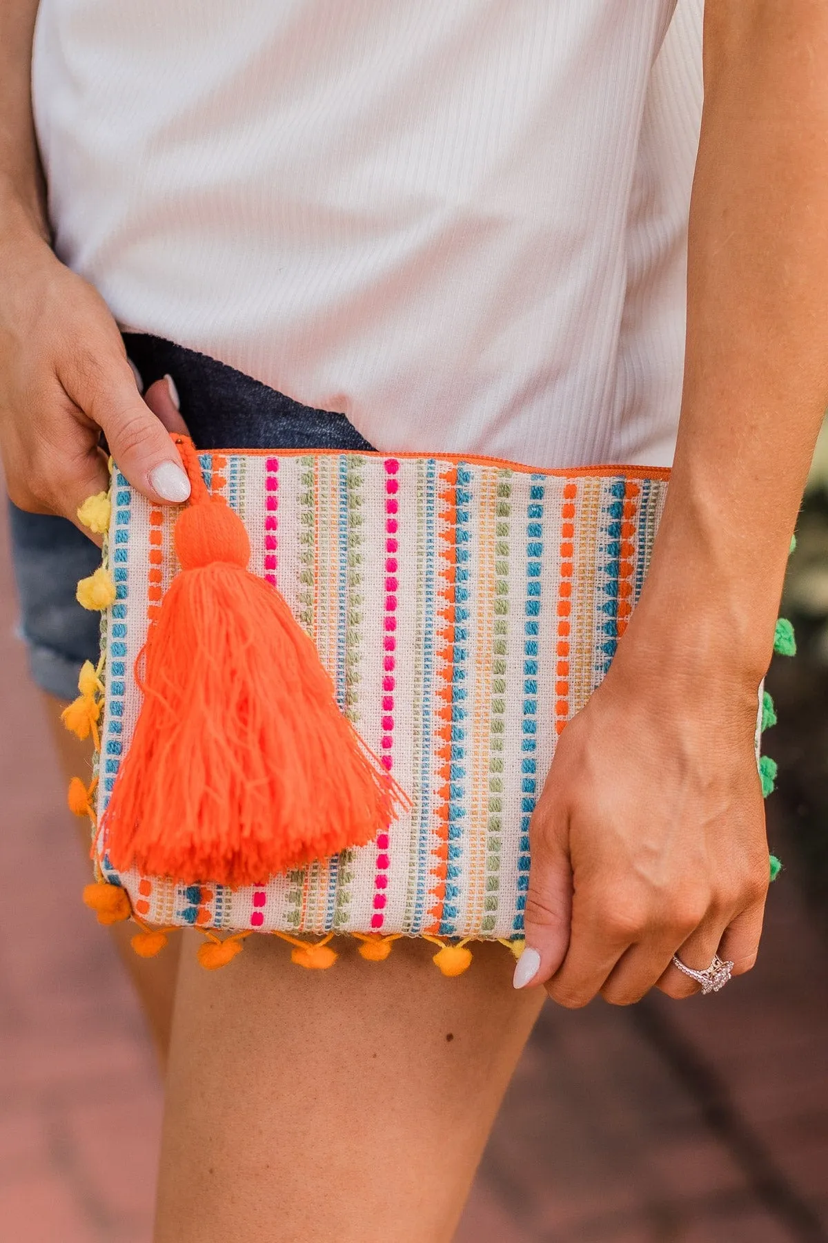 Covered In Sunshine Tassel Clutch- Multi-Color