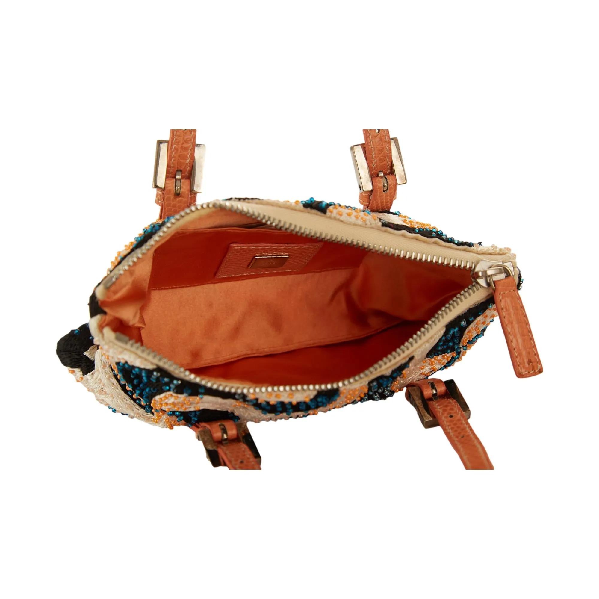 Fendi Orange Beaded Wave Print Mini Bag