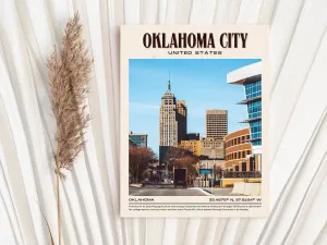Oklahoma City Vintage Wall Art, Oklahoma, USA