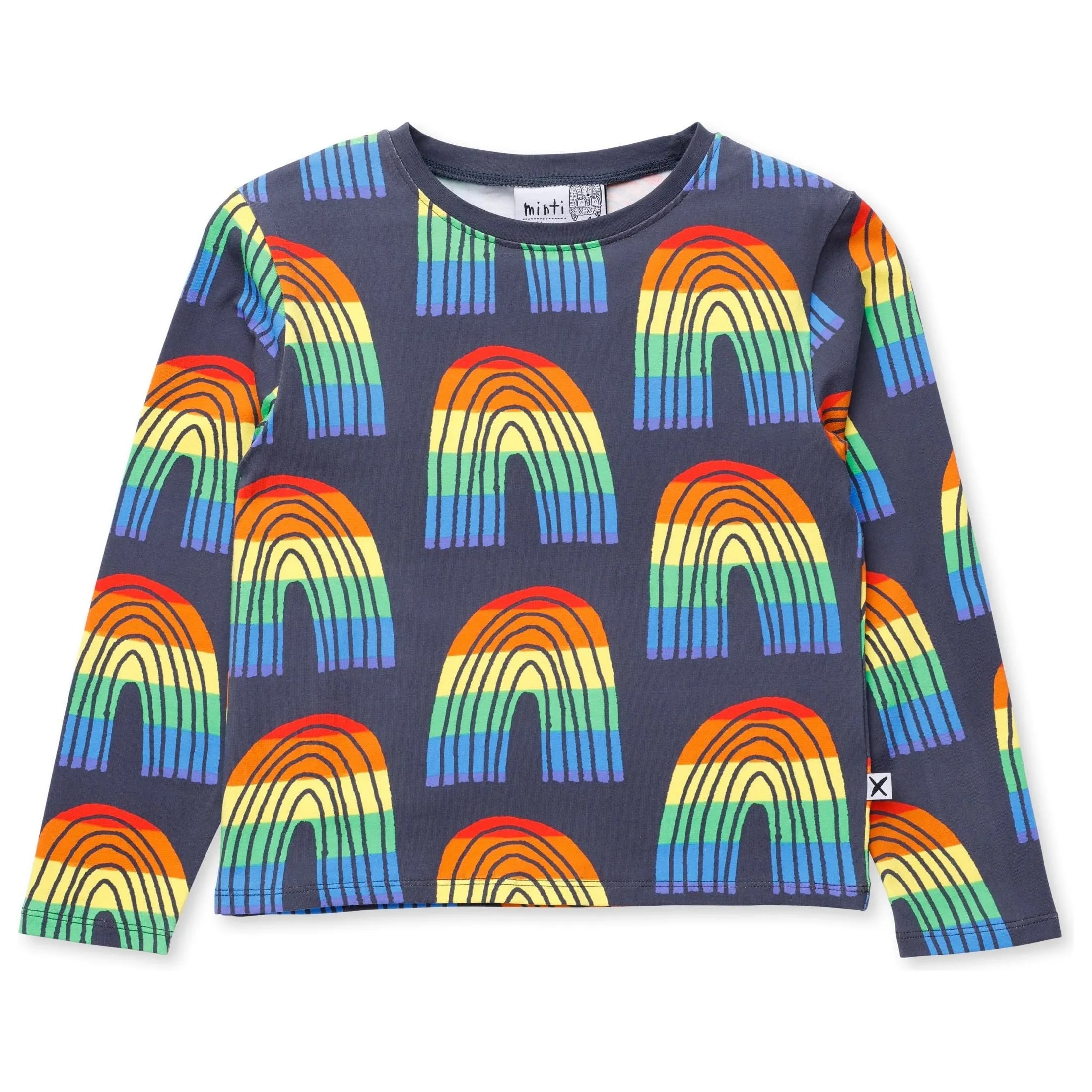 Stripey Rainbow Tee - Dark Grey
