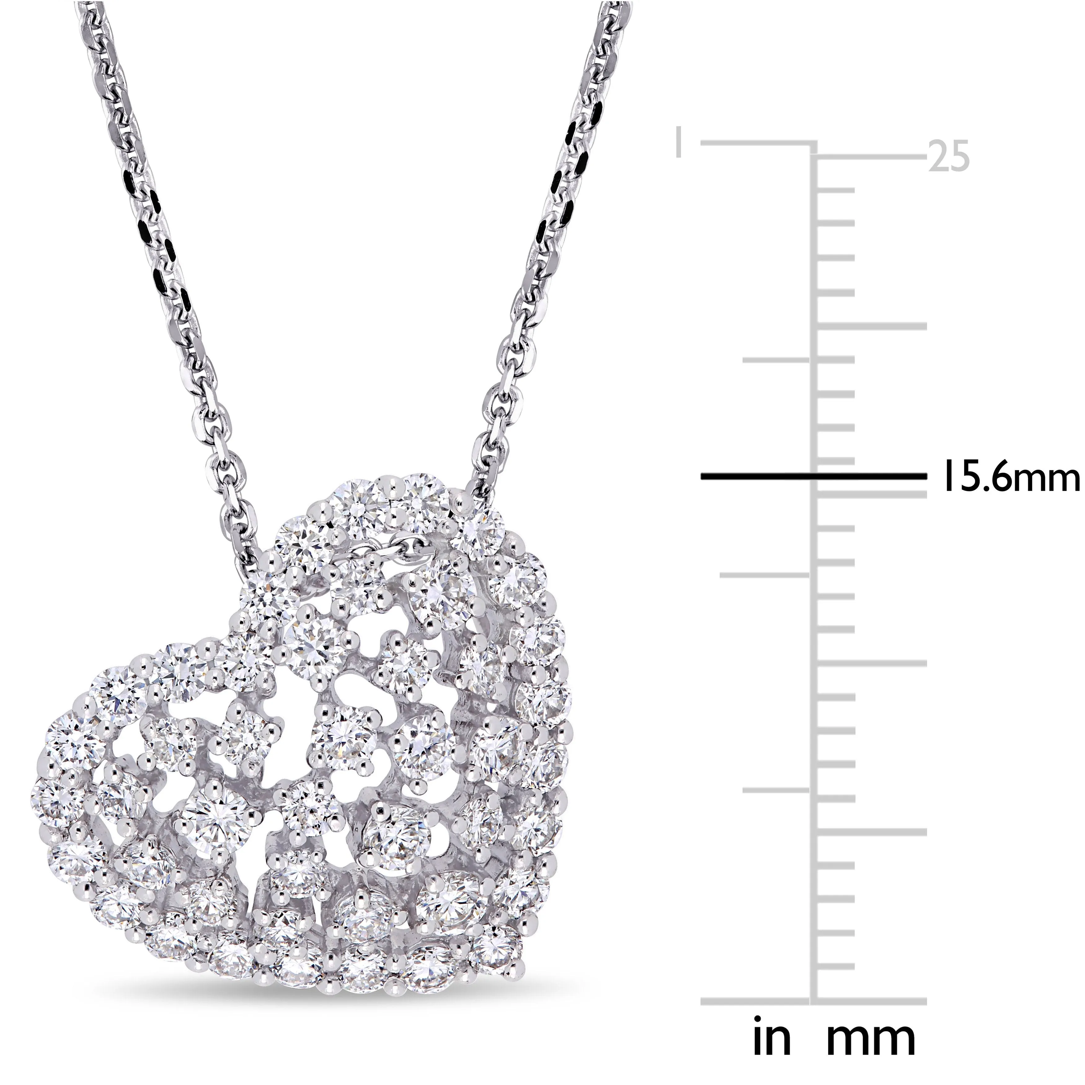 Tilted Diamond Covered Heart Pendant 1CT