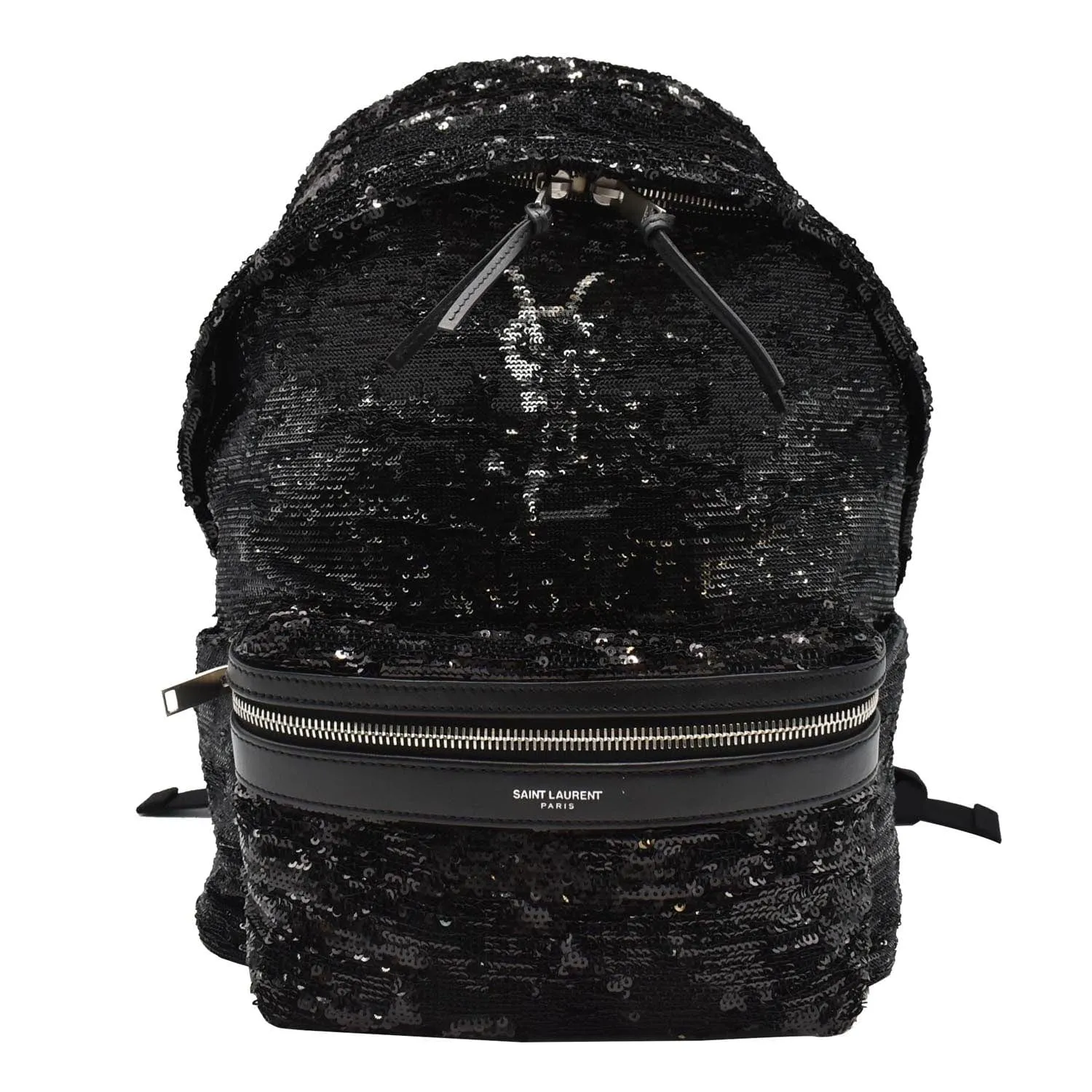 YVES SAINT LAURENT Mini City Sequin Leather Backpack Bag Black